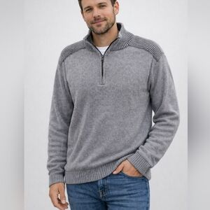 Park Slope Quarter Zip Pullover Sweater Mens XL Gray Cotton
